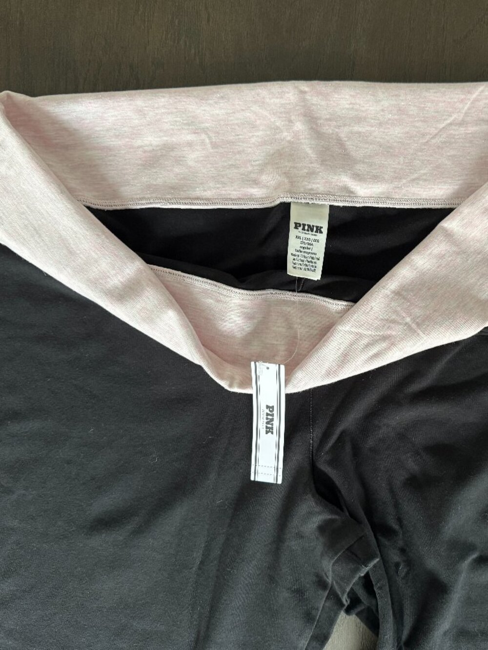 NWT Victoria's Secret PINK Foldover Flare Yoga Pants XXL Black Pink